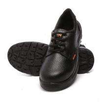 Real Leather Rubber Toe Safety Shoes Black_0
