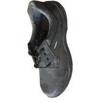 Leather Round Toe Safety Shoes Black_0