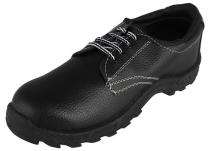 Real, Suede Leather, PVC Plain, Rubber Toe Safety Shoes Black_0