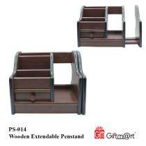 Wood Brown Extendable Pen Stand_0