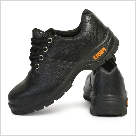 Real Leather Steel Toe Safety Shoes Black_0