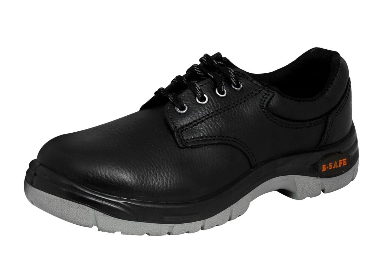 Real Leather Steel Toe Safety Shoes Black_0