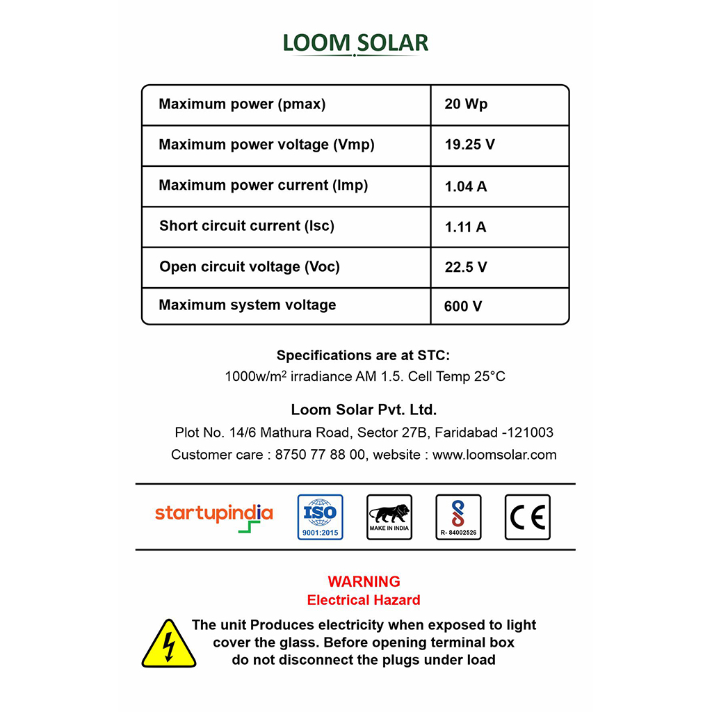 Loom Solar 20 W 36 Cell Solar Panel_2