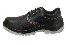 Suede Leather Plain Toe Safety Shoes Black_0