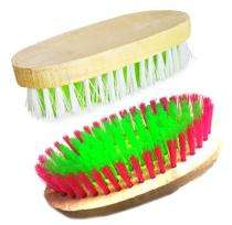 SHAKTI Plastic Cloth Cleaning Brush Wood Handle Pink, Green_0