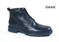 Onux Real Leather Plain Toe Safety Shoes Black_0