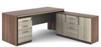 NGFC Executive Office Tables Burma Teak, Dark Maple Edge Melamine Finish_0