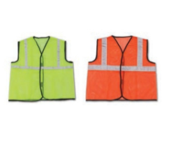 Safety Wala Mesh, Polyester Safety Jackets Standard Without Sleeves Green, Orange_0