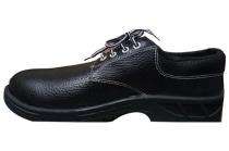 Real Leather Plain Toe Safety Shoes Black_0