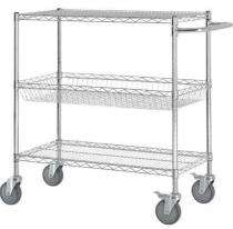 Rackwell SS 304 Wire Shelves with Trolley 3 Layers Industrial Racks 36 inch_0
