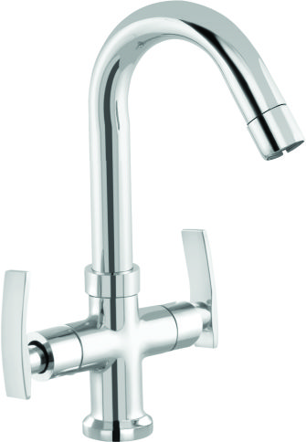 Bright Chrome Finish Central Hole Basin Mixer Faucet Aqua AQ12_0