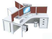 Workstation Office Tables Frosty White PLPB, MDF Board, Metal_0