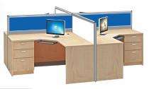 Workstation Office Tables Inntal Beech. PLPB, MDF Board, Metal_0