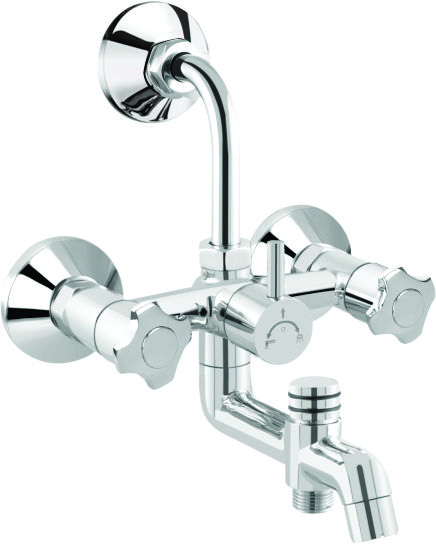 Bright Chrome Finish 3 in 1 Wall Mixer Faucet Lotus LO15_0
