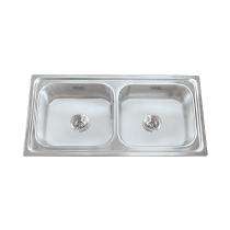 Hindware Stainless Steel Kitchen Sink Double Bowl IMPERIO 1295x485x228 mm_0
