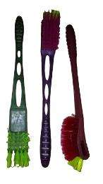 Polyester Double Sided Toilet Cleaning Brush Plastic Handle Green_0