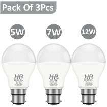 HP LED LIGHTING 5, 7, 12 W Cool White B22 3 piece LED Bulbs_0