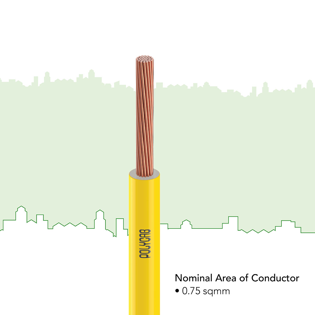 Polycab 0.75 sqmm Stranded Electric Wire Yellow 90 m_1