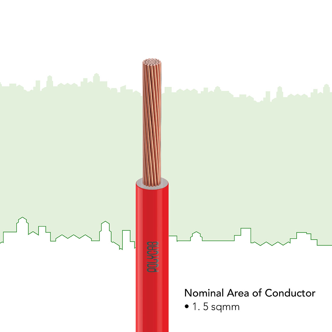 Polycab 1.5 sqmm Stranded Electric Wire Red 90 m_1