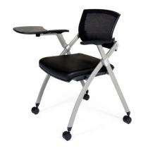 Leather Black Student Flap Chair 16.11" x 18.86" x 29.08"_0