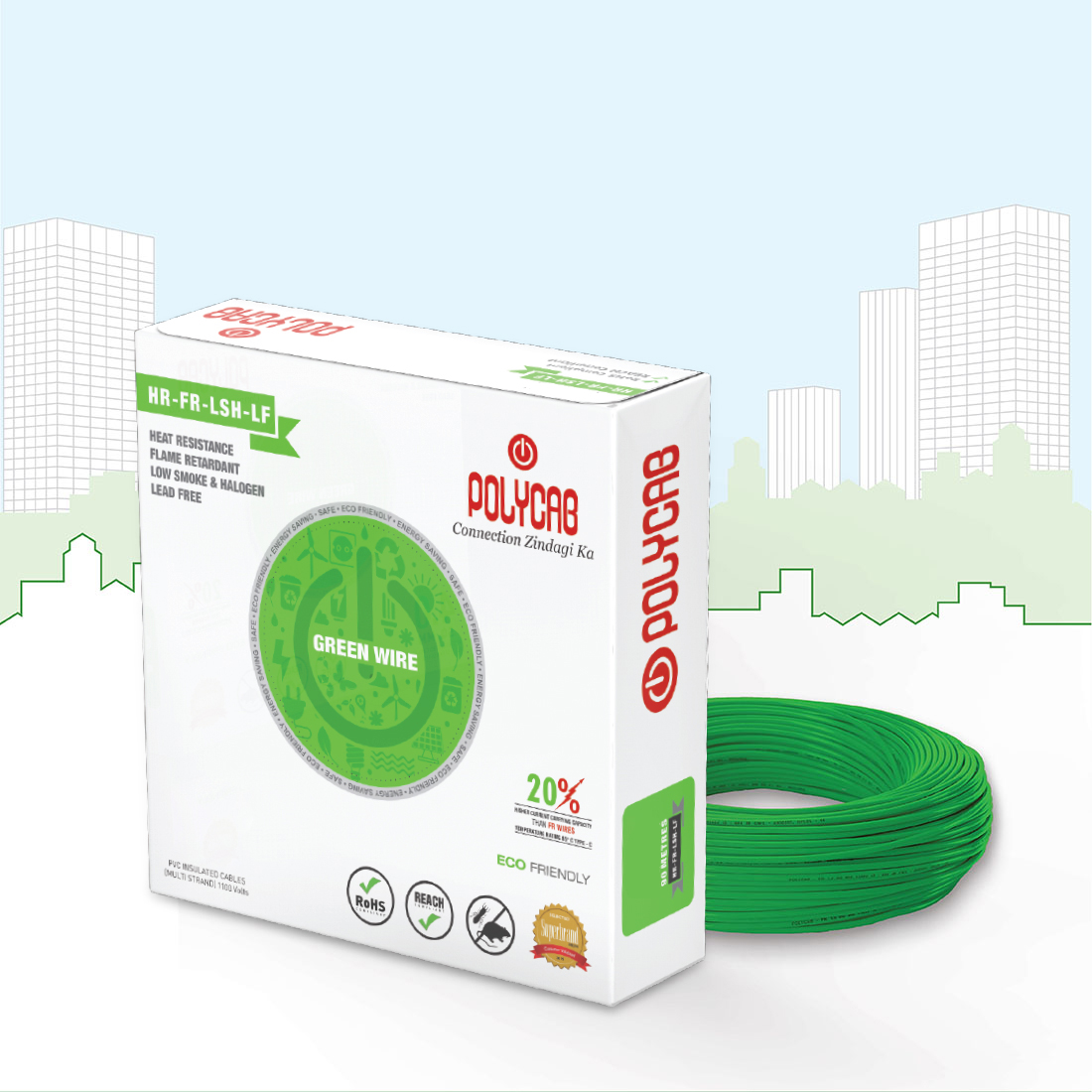Polycab 2.5 sqmm Stranded Electric Wire Green 90 m_4