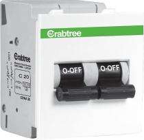 Crabtree 10 A DP Mini MCB C Series 3 kA Double Pole 10 A B MCB_0