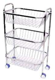 Royal Crockery Hub Stainless Steel 3 Vegetable Rack Trolley 40 x 29.7 x 10 cm_0