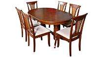 Wooden 6 Seater Modern Dining Table Set Oval Brown_0
