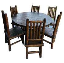 Wooden 6 Seater Modern Dining Table Set Round Dark Brown_0