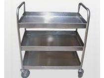 Raunak Kitchen Stainless Steel 3 Vessel Food Serving Trolley Silver_0