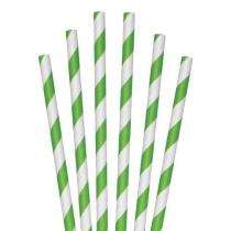 KRISHNA SPARES Straight Paper Disposable Straws 20 cm Green & White_0