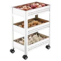 Stainless Steel 3 Shelves Vegetable Rack Trolley 60 x 40 x 90 cm_0