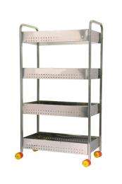 Stainless Steel 4 Shelves Vegetable Rack Trolley 60 x 40 x 120 cm_0