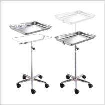 KRISHNA MEDITECH KM-TR-MT Double Tray Mayo Trolley 1010x460x810mm Stainless Steel_0