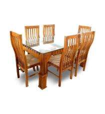 Wooden 6 Seater Modern Dining Table Set Rectangular Brown_0