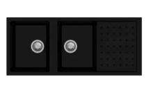 Carysil Quartz composites Kitchen Sink Double Bowl Black CM 512 x 507x 320 mm_0