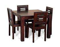 Wooden 4 Seater Traditional Dining Table Set Rectangular Brown_0