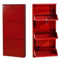 Mild Steel 3 Shelves Shoe Rack 10 Shoe Pairs 51 x 103 x 13 cm Red_0