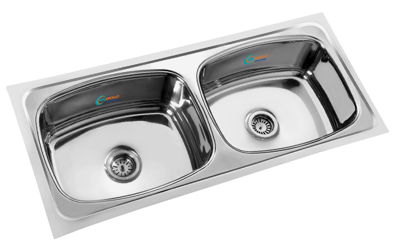 APL APOLLO Stainless Steel Kitchen Sink Double Bowl Classic Series 37 x 18 x 9 inch_0