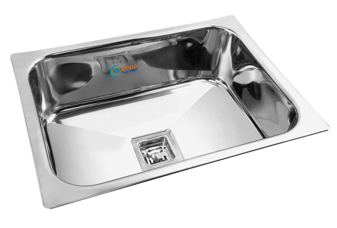 APL APOLLO Stainless Steel Kitchen Sink Single Bowl Edge Series 24 x 18 x 9 inch_0