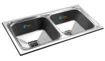 APL APOLLO Stainless Steel Kitchen Sink Double Bowl Edge Series 45 x 20 x 10 inch_0