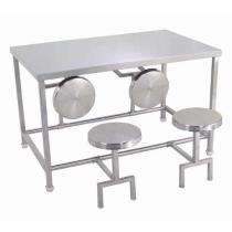 Aluminium 4 Seater Canteen Dining Table Folding Chair Silver_0