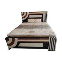 Teak Wood Platform King Size Bed 72 x 70 x 20 inch Brown and White_0