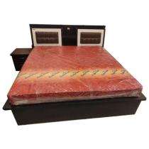 Neem Wood Platform King Size Bed 75 x 12 x 20 inch Black and White_0