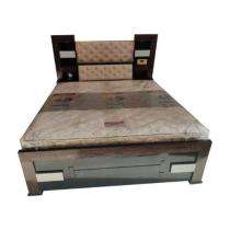 Neem Wood Platform King Size Bed 72 x 70.1 x 20 inch Brown and White_0