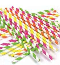Straight Paper Disposable Straws 8 inch Multicolour_0