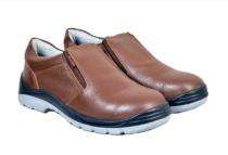 ALLIED Embossed Leather Steel Toe Safety Shoes Brown_0
