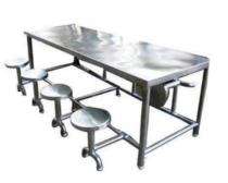 Metro Plus Life Style Stainless Steel 4 Seater Canteen Dining Table Folding Chair Silver_0