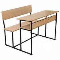 Wooden and Iron 2 Seater Student Bench Desk_0