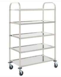 Stainless Steel 5 Vessel Food Serving Trolley Silver_0